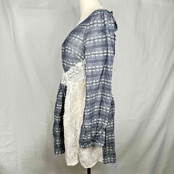 Ryu Anthropologie Peasant Dress Lace Detail Spring Cottagecore Tie Back Medium - Picture 3 of 15